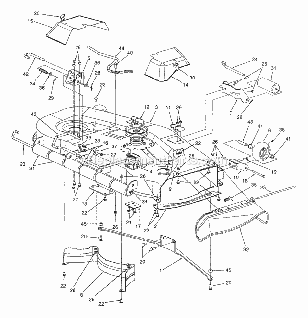 54" Deck Assembly Diagram and Parts List for Z54 53AC385K100 Cub Cadet Lawn Mower